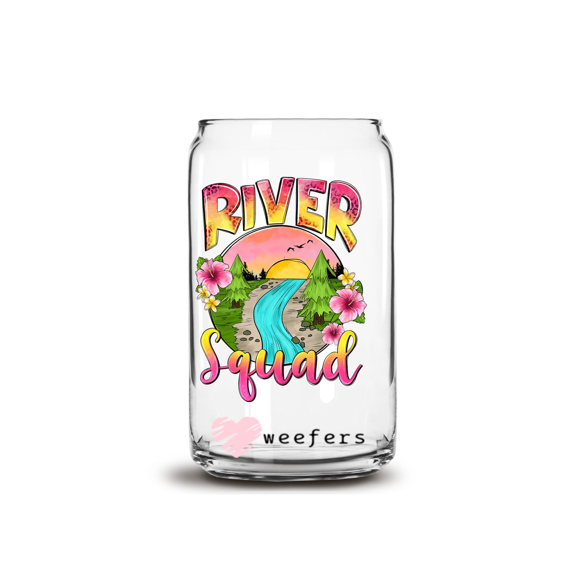 River Squad 16oz Libbey Glass Can UV DTF or Sublimation Cup Wrap - Decal Transfer - Weefers