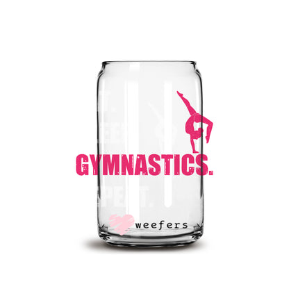 Eat Sleep Gymnastics Repeat 16oz Libbey Glass Can UV DTF or Sublimation Wrap - Decal - Weefers