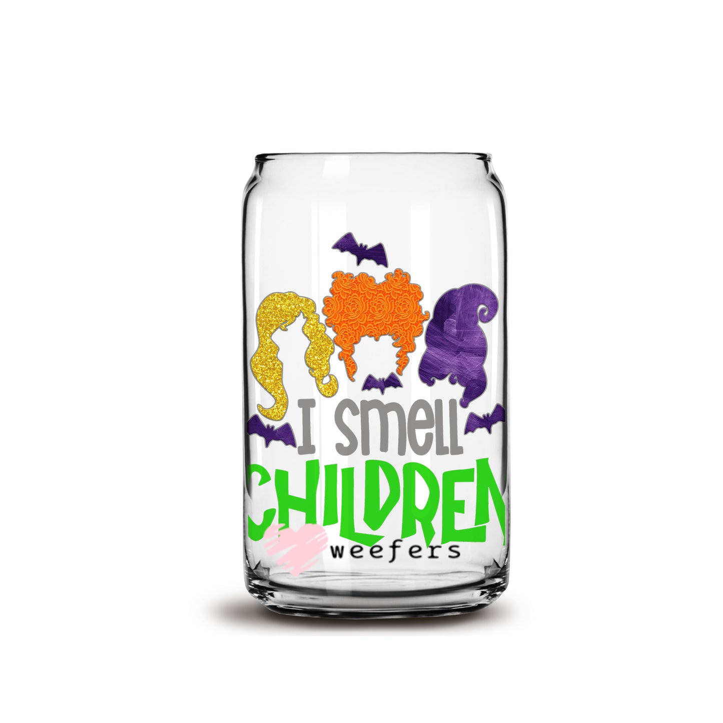 I smell children Halloween 16oz Libbey Glass Can UV DTF or Sublimation Wrap - Decal - Weefers