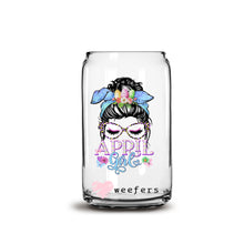Load image into Gallery viewer, Messy Bun April Girl Birthday Month 16oz Libbey Glass Can UV-DTF or Sublimation Wrap - Decal
