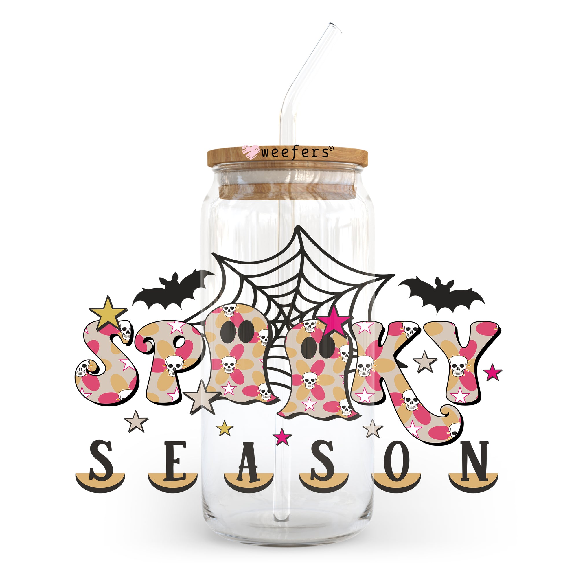 Spooky Season Halloween 20oz Libbey Glass Can, 34oz Hip Sip, 40oz Tumbler UV DTF or Sublimation Decal Transfer - Weefers