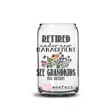 Load image into Gallery viewer, Retired Under New Management See Grandkids for details Wildflowers 16oz Libbey Glass Can UV-DTF or Sublimation Wrap - Decal
