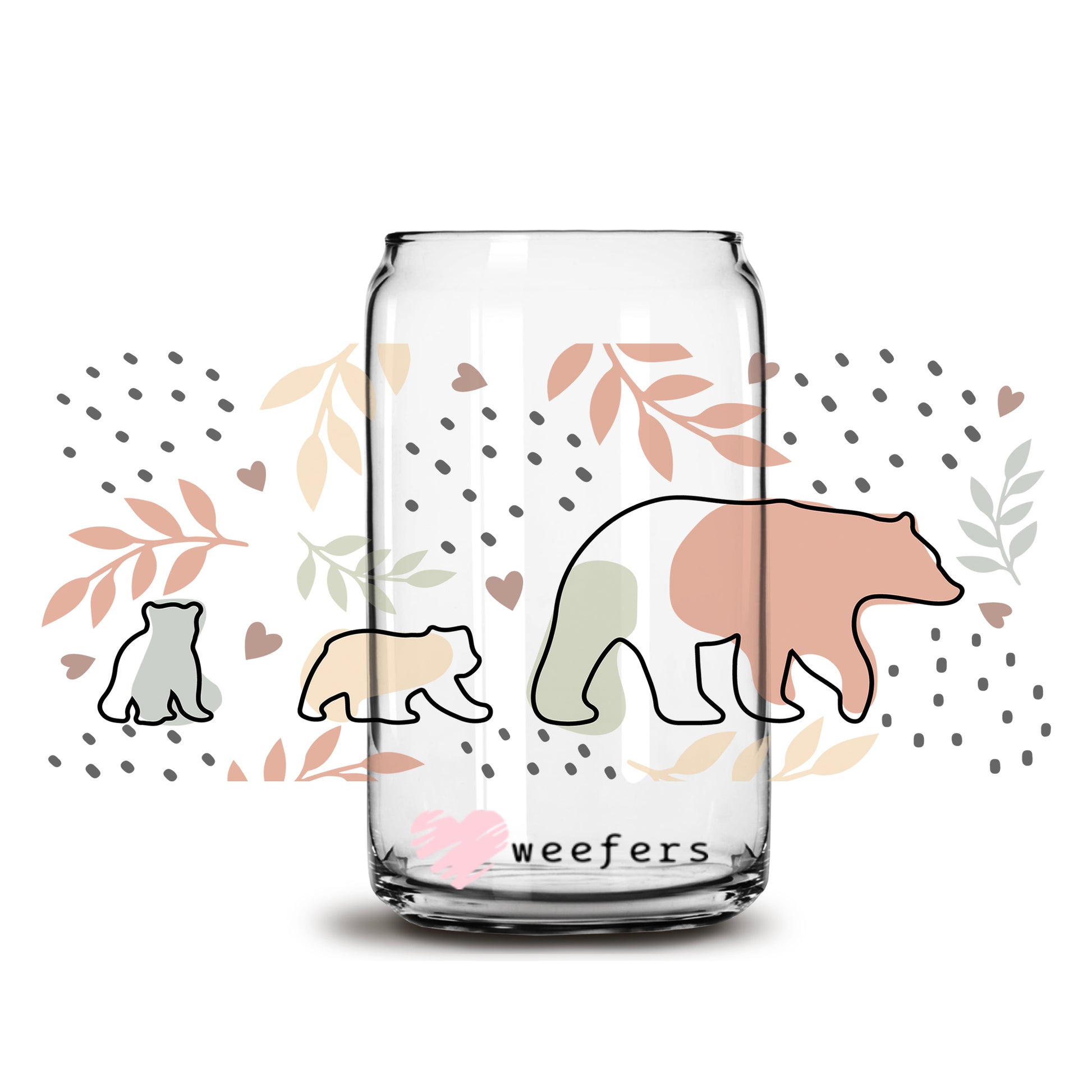 Mama Bear Cubs 16oz Libbey Glass Can UV DTF or Sublimation Cup Wrap - Decal Transfer - Weefers