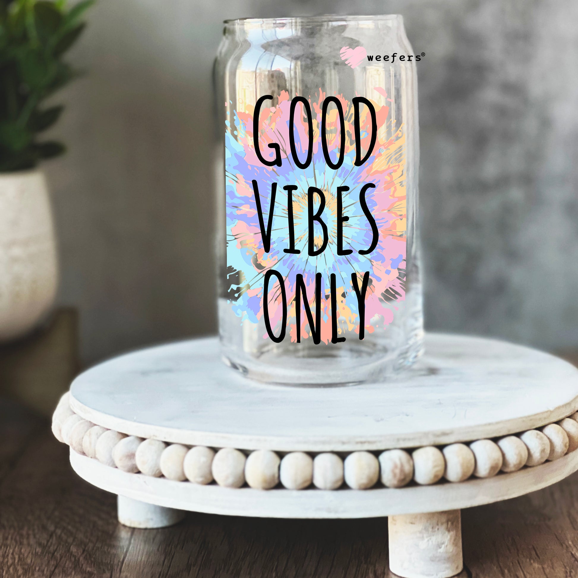 Good Vibes Only 16oz Libbey Glass Can UV DTF or Sublimation Wrap - Decal - Weefers