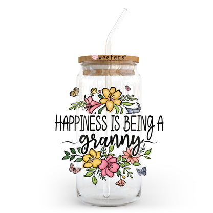 Happiness is being a Granny 20oz Libbey Glass Can UV DTF or Sublimation Wrap - Decal - Weefers