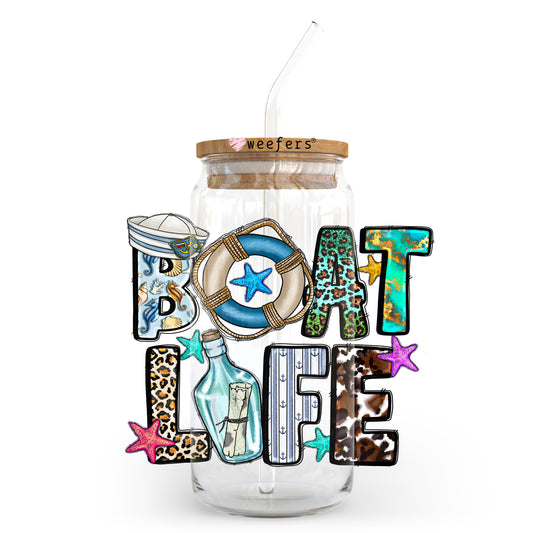 Boat Life 20oz Libbey Glass Can UV DTF or Sublimation Wrap - Decal Transfer Weefers