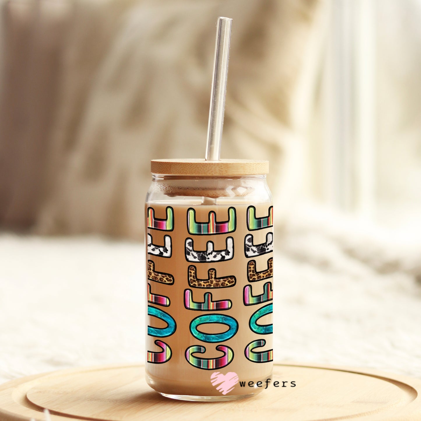 Coffee Coffee Coffee 16oz Libbey Glass Can UV DTF or Sublimation Wrap - Decal - Weefers