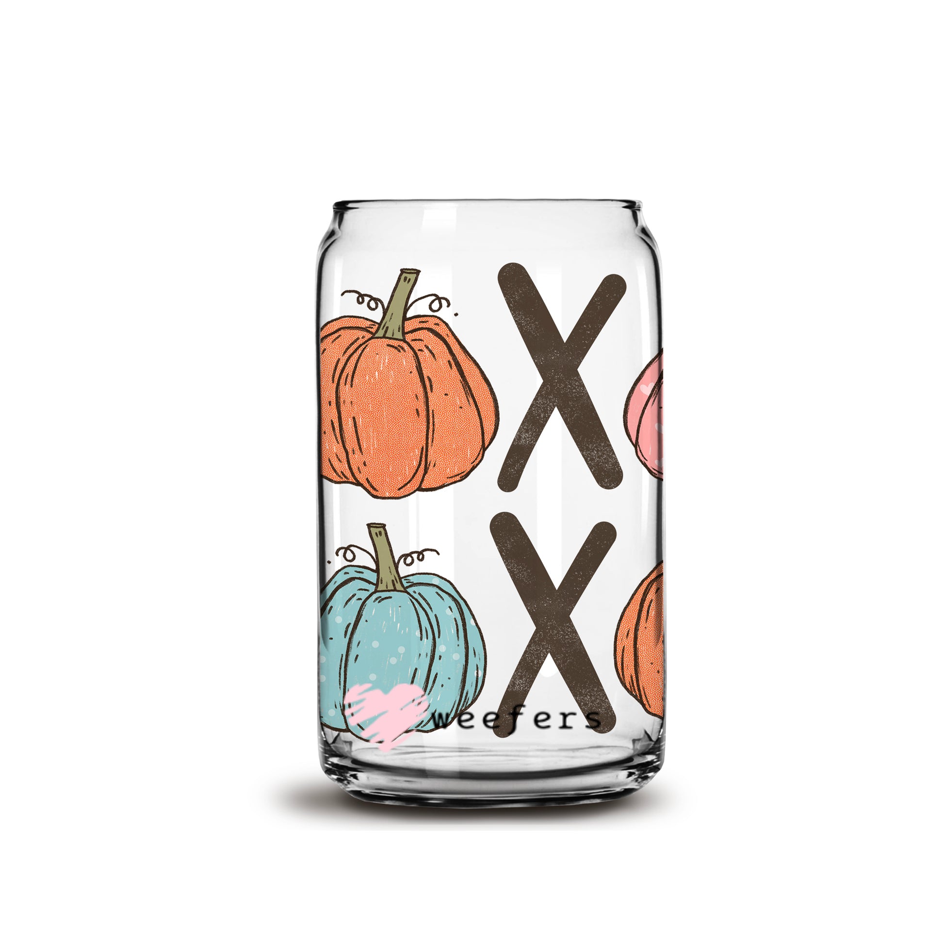 XOXO Pumpkins 16oz Libbey Glass Can UV DTF or Sublimation Wrap - Decal - Weefers