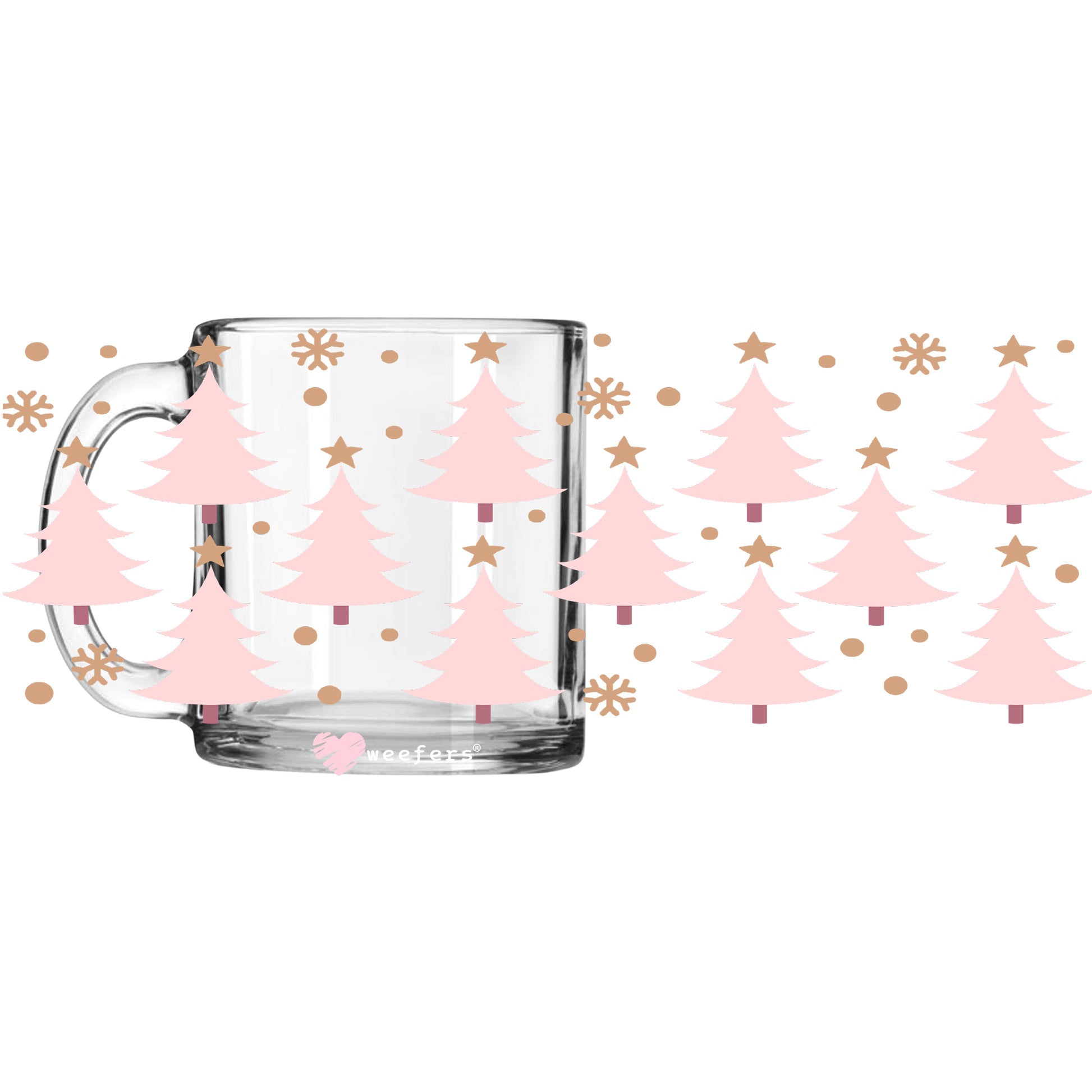 Pink Whimsical Christmas Trees 11oz Coffee Mug UV DTF or Sublimation Wrap - Decal - Weefers