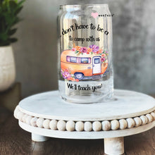 Load image into Gallery viewer, a glass jar with a picture of a camper on it
