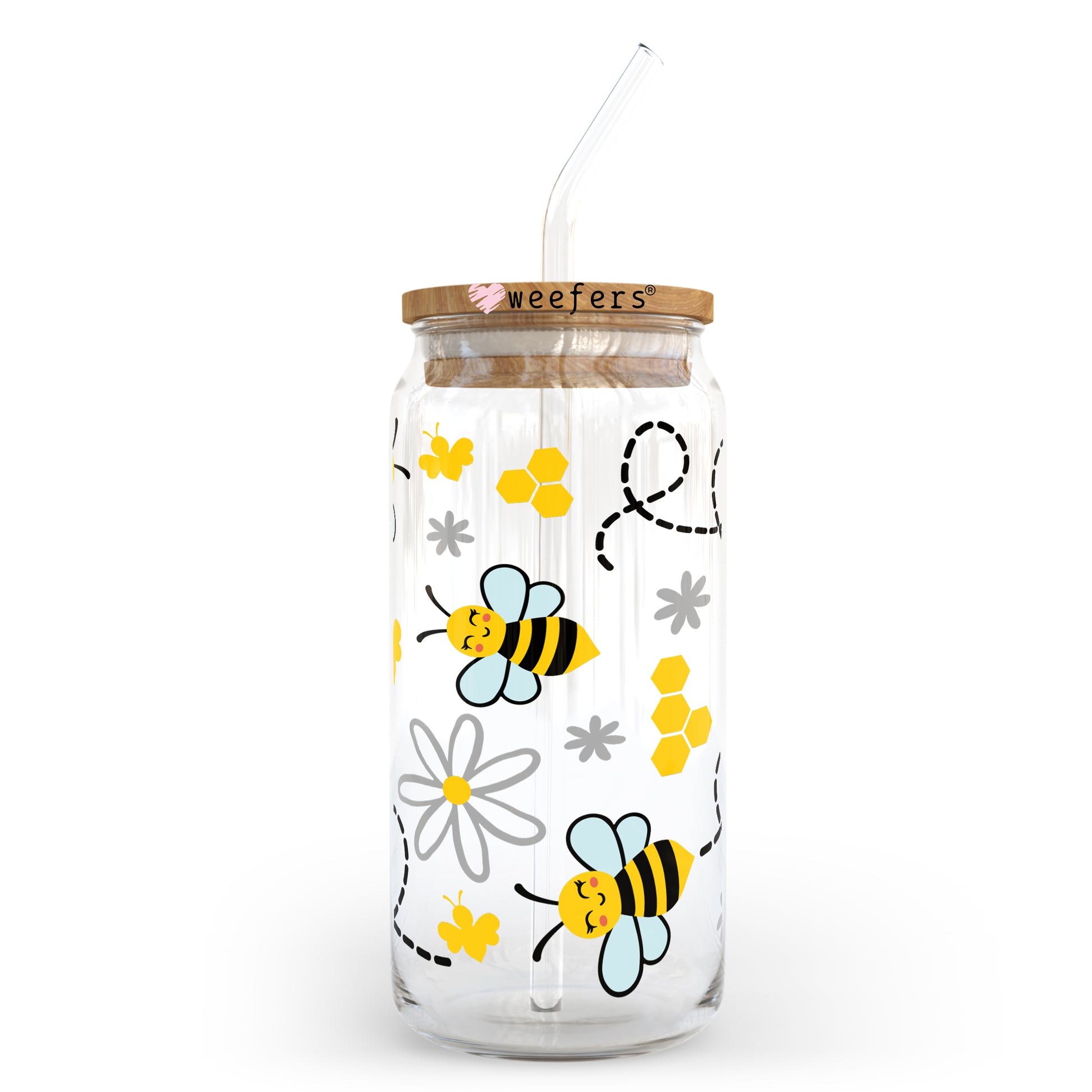 Bees, hearts and flowers oh my 20oz Libbey Glass Can, 34oz Hip Sip, 40oz Tumbler UV DTF or Sublimation Decal Transfer - Weefers