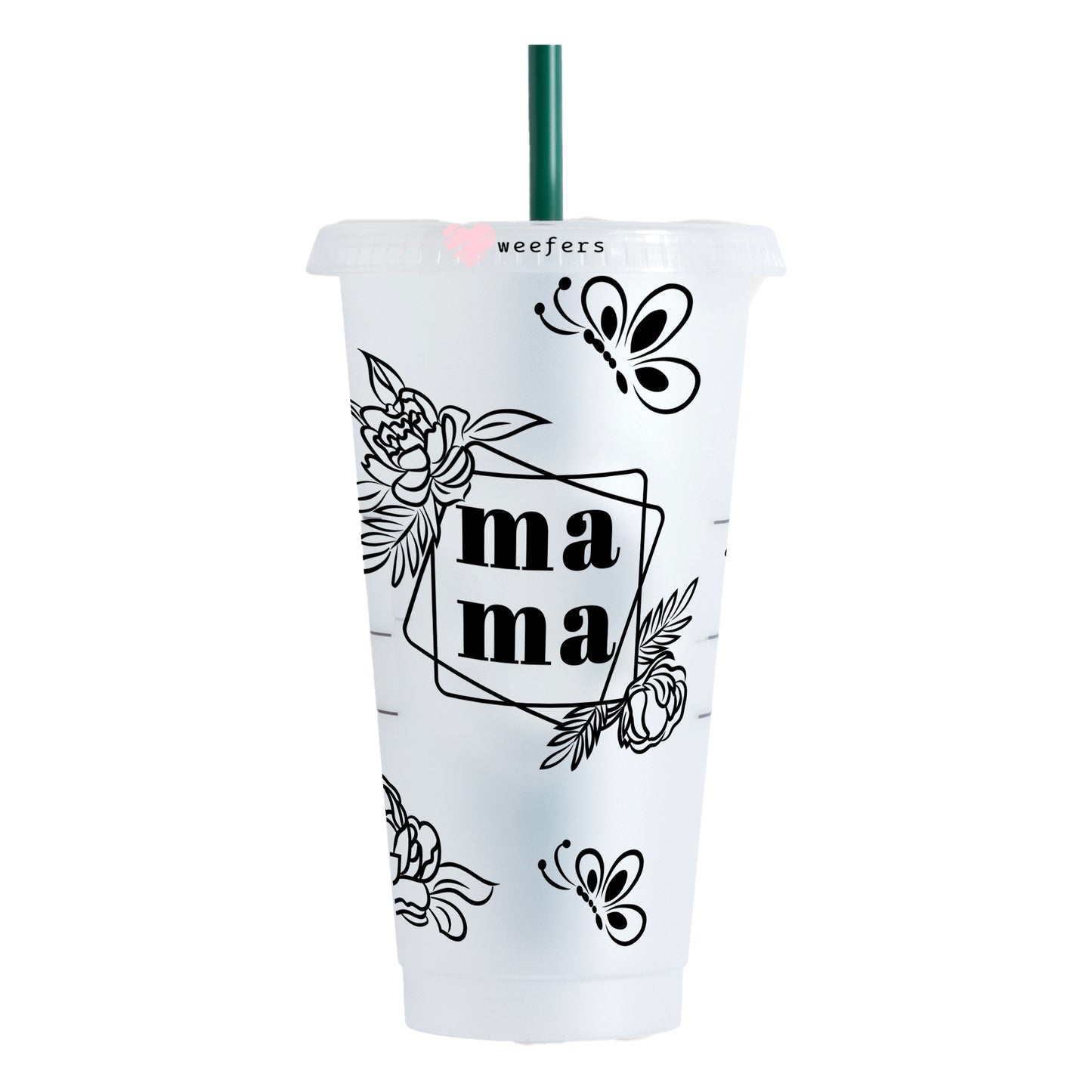 Black Floral Mama Trees 24oz UV DTF Cold Cup Wrap - Ready to apply Wrap - NO HOLE - Weefers