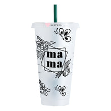 Load image into Gallery viewer, Black Floral Mama Trees 24oz UV-DTF Cold Cup Wrap - Ready to apply Wrap - NO HOLE
