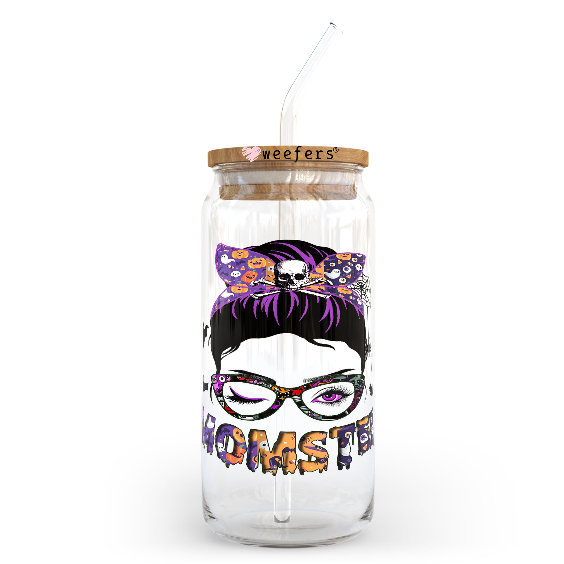 Momster Halloween 20oz Libbey Glass Can, 34oz Hip Sip, 40oz Tumbler UV DTF or Sublimation Decal Transfer - Weefers