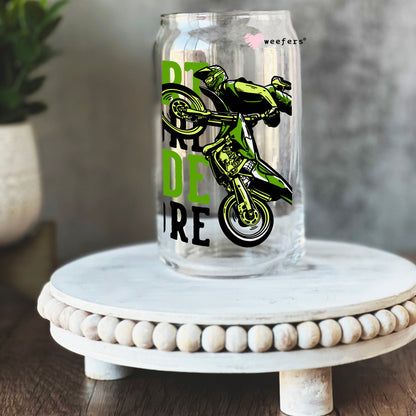 Dirt more Ride More Motorcross 16oz Libbey Glass Can UV DTF or Sublimation Cup Wrap - Decal Transfer - Weefers