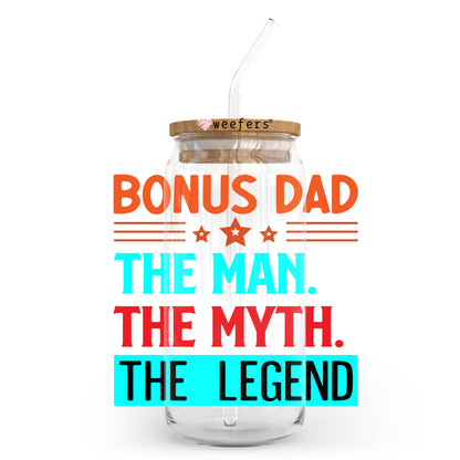 Bonus Dad the Man the Myth the Legend 20oz Libbey Glass Can, 34oz Hip Sip, 40oz Tumbler UV DTF or Sublimation Decal Transfer - Weefers