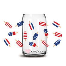 Load image into Gallery viewer, 4th of July Popsicles 16oz Libbey Glass Can UV-DTF or Sublimation Wrap - Decal
