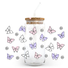 Load image into Gallery viewer, Purple Pink Butterflies 20oz Libbey Glass Can UV-DTF or Sublimation Wrap - Decal
