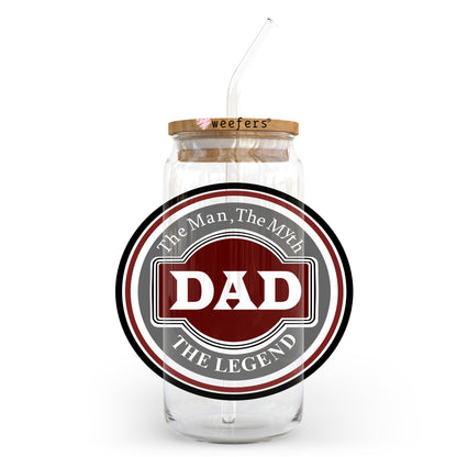 Dad the Man the Myth the Legend 20oz Libbey Glass Can UV DTF or Sublimation Wrap - Decal Transfer - Weefers