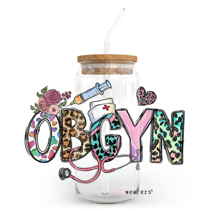 OBGYN Leopard 20oz Libbey Glass Can, 34oz Hip Sip, 40oz Tumbler UV DTF or Sublimation Decal Transfer - Weefers