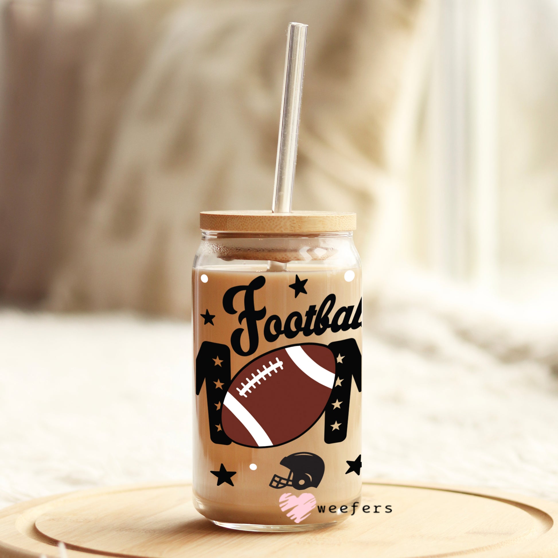 football drinking helmets Football Mom Helmets and Footballs 16oz Libbey Glass Can UVDTF or Sublimation Wrap