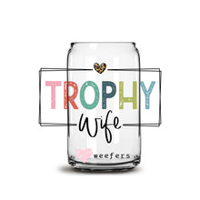 Load image into Gallery viewer, a glass jar with the words trophy on it
