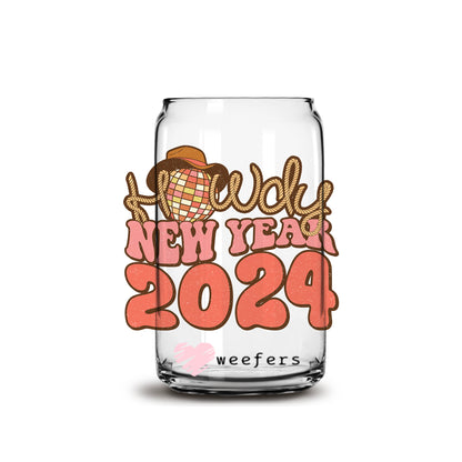 Howdy New Year 2024 16oz Libbey Glass Can UV DTF or Sublimation Cup Wrap - Decal Transfer - Weefers