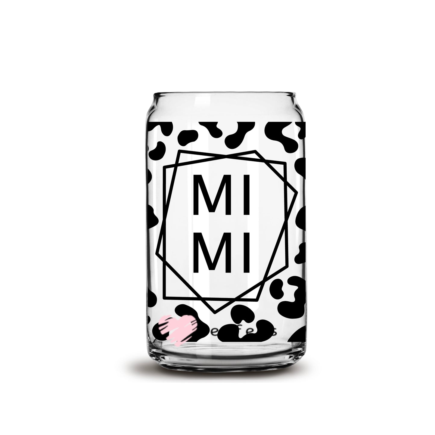 Black Leopard Mimi 16oz Libbey Glass Can UV DTF or Sublimation Wrap - Decal - Weefers