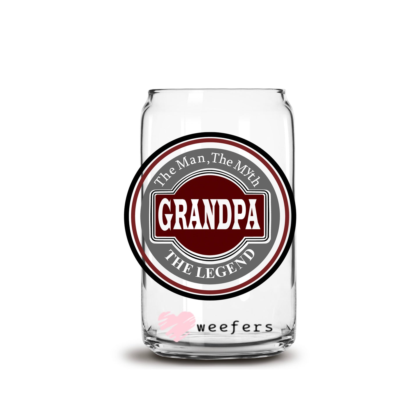 Grandpa the Man the Myth the Legend 16oz Libbey Glass Can UV DTF or Sublimation Cup Wrap - Decal Transfer - Weefers