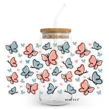 Load image into Gallery viewer, Butterfly Hearts 20oz Libbey Glass Can UV-DTF or Sublimation Wrap - Decal
