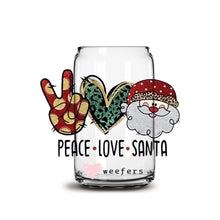 Load image into Gallery viewer, Peace Love Santa 16oz Libbey Glass Can UV-DTF or Sublimation Wrap - Decal

