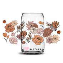 Load image into Gallery viewer, Retro Neutral Florals 16oz Libbey Glass Can UV-DTF or Sublimation Wrap - Decal
