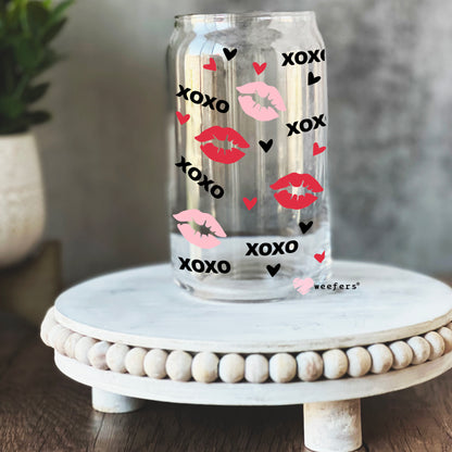 Valentine Lips XOXO Libbey Glass Can Wrap UV DTF Sublimation Transfers - Weefers