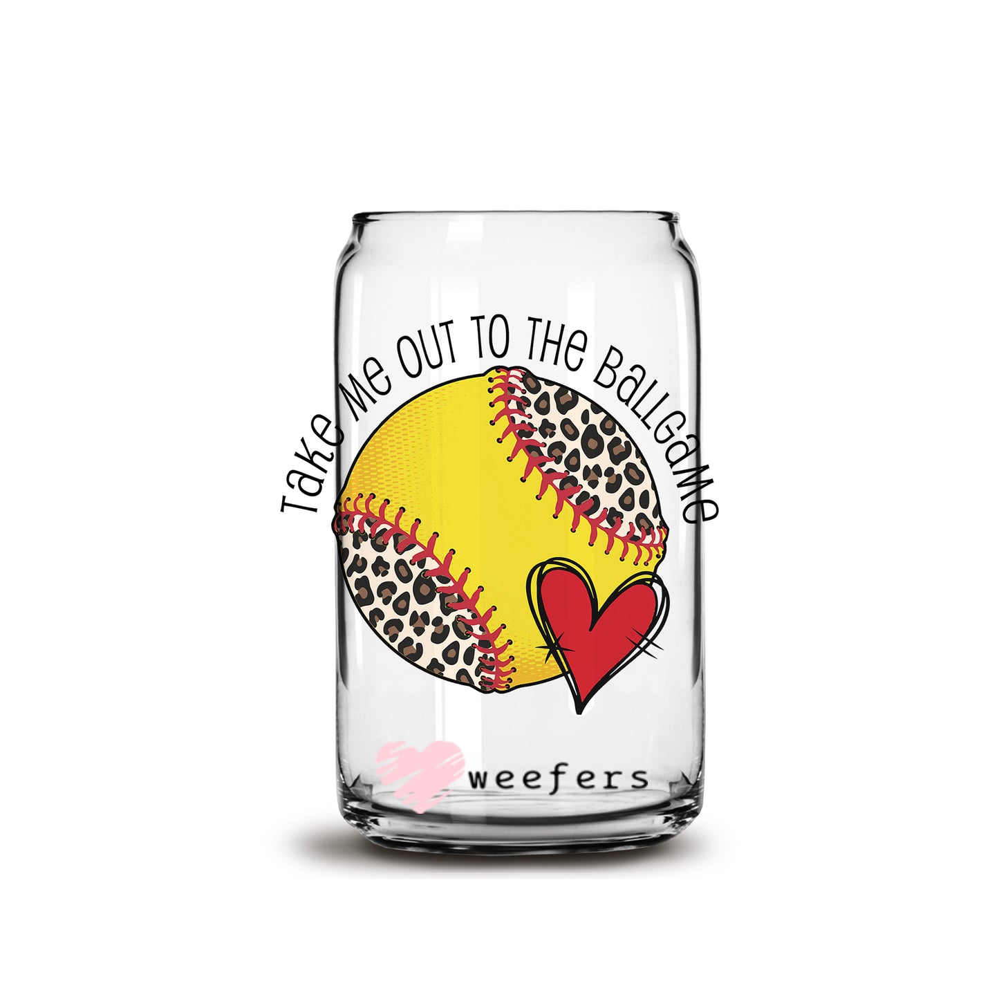 Take Me Out to the Ballgame Softball 16oz Libbey Glass Can UV DTF or Sublimation Wrap - Decal - Weefers