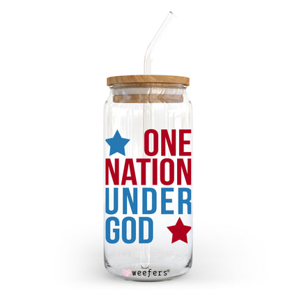 One Nation Under God 20oz Libbey Glass Can, 34oz Hip Sip, 40oz Tumbler UV DTF or Sublimation Decal Transfer - Weefers