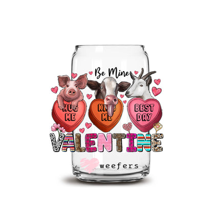 Be My Valentine Cows 16oz Libbey Glass Can UV DTF or Sublimation Cup Wrap - Decal Transfer - Weefers