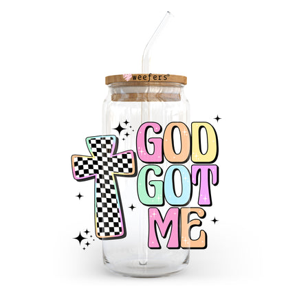 God Got Me 20oz Libbey Glass Can UV DTF or Sublimation Wrap - Decal Transfer - Weefers