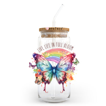 Live Life in Full Bloom 20oz Libbey Glass Can UV DTF or Sublimation Wrap - Decal Transfer - Weefers