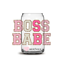 Load image into Gallery viewer, Boss Babe Faux Chenelle 16oz Libbey Glass Can UV-DTF or Sublimation Wrap - Decal
