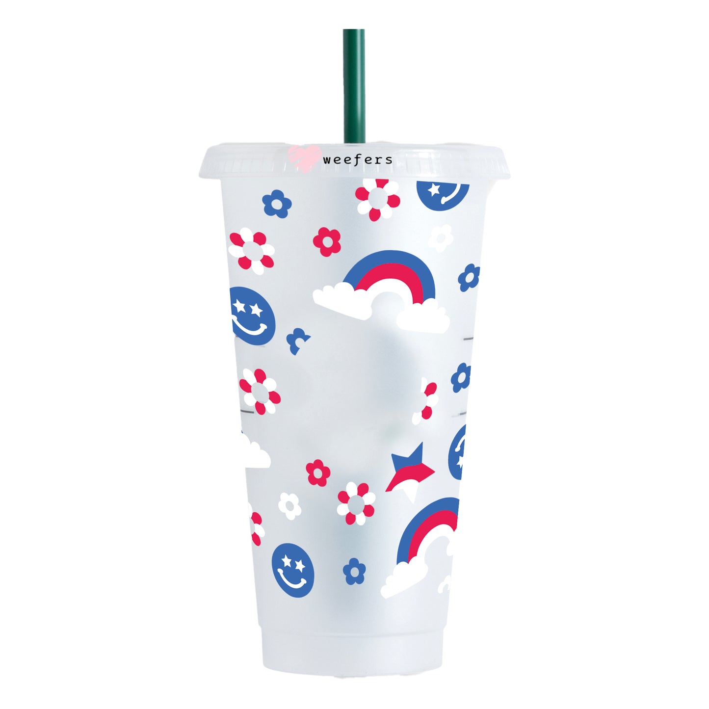 4th of July Rainbows 24oz UV DTF Cold Cup Wrap - Ready to apply Wrap - HOLE - Weefers