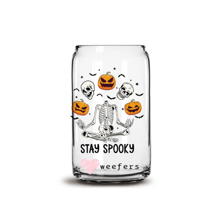 Stay Spooky Skelton's Halloween 16oz Libbey Glass Can UV DTF or Sublimation Wrap - Decal - Weefers