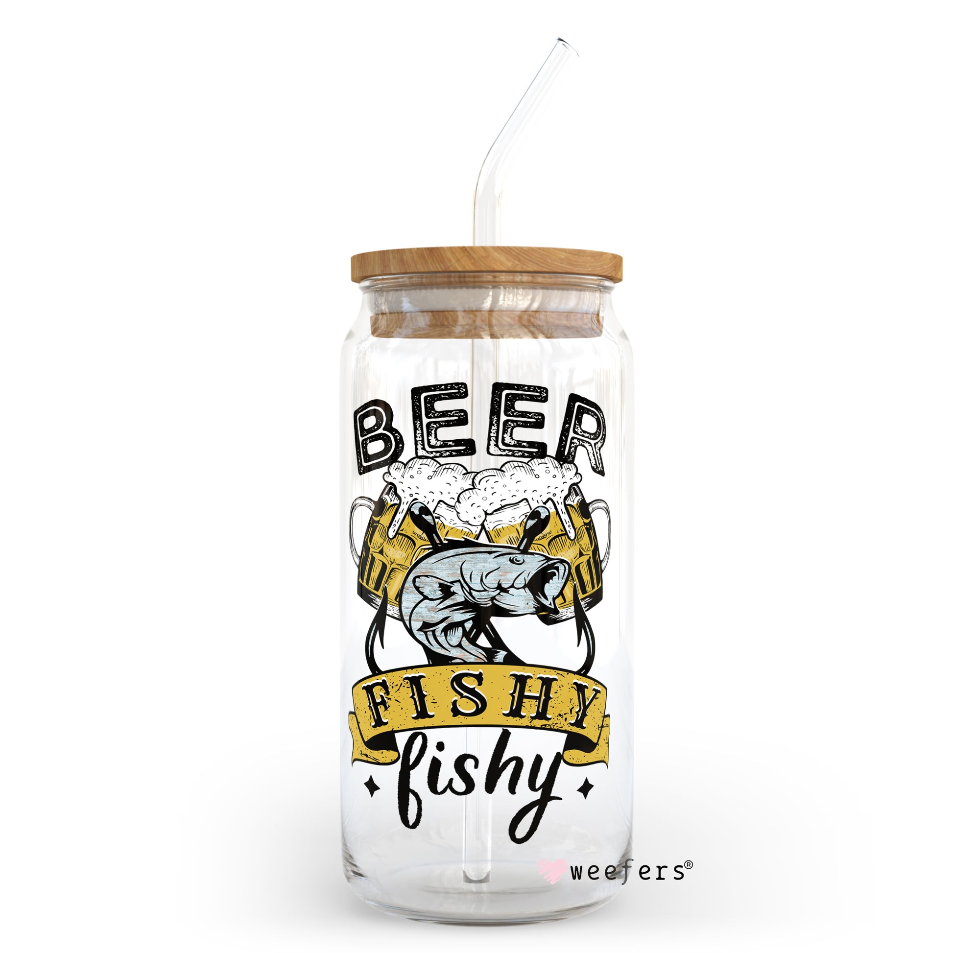 Beer Fishy Fishy 20oz Libbey Glass Can, 34oz Hip Sip, 40oz Tumbler UV DTF or Sublimation Decal Transfer - Weefers