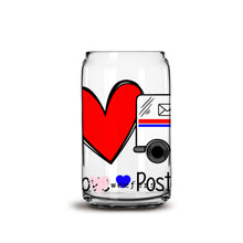 Load image into Gallery viewer, Peace Love Postal Worker 16oz Libbey Glass Can UV-DTF or Sublimation Wrap - Decal
