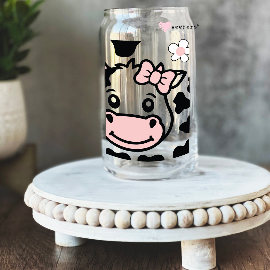 a glass with a picture of a cow on it