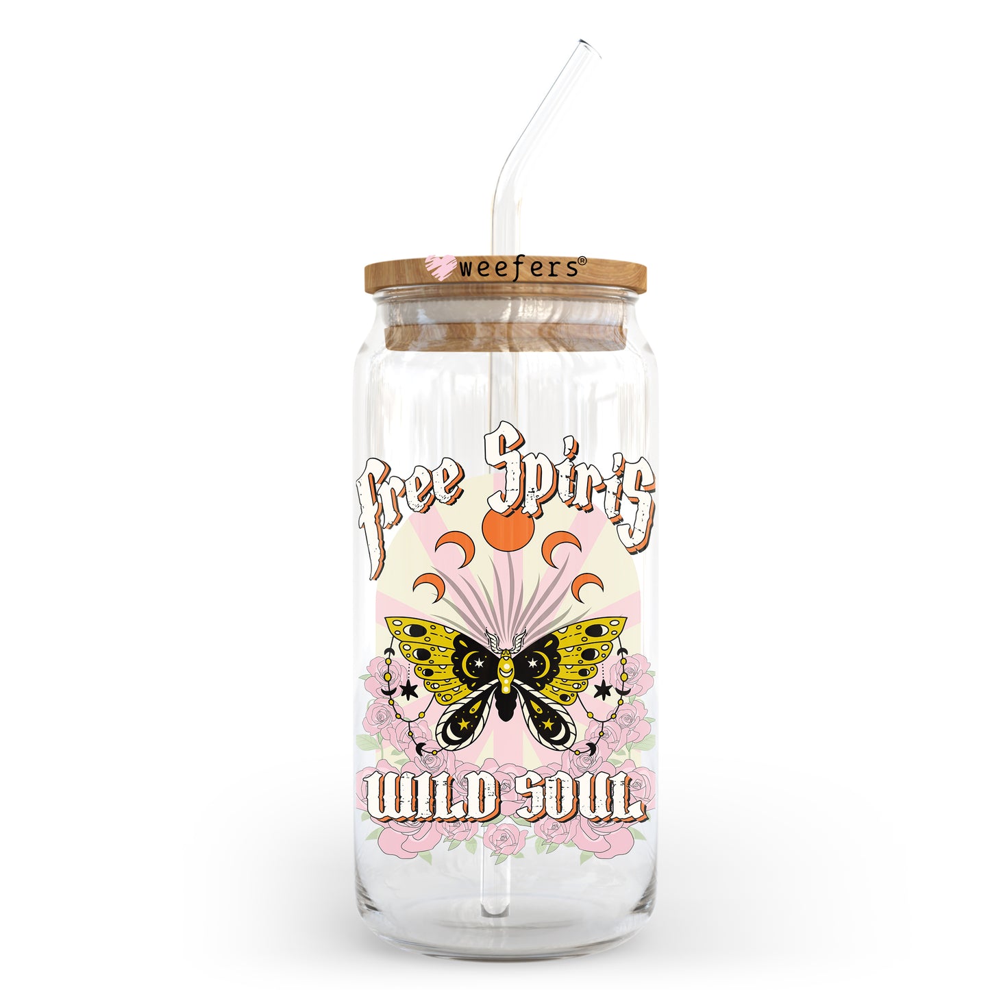 Free Spirit Wild Soul 20oz Libbey Glass Can UV DTF or Sublimation Wrap - Decal Transfer - Weefers