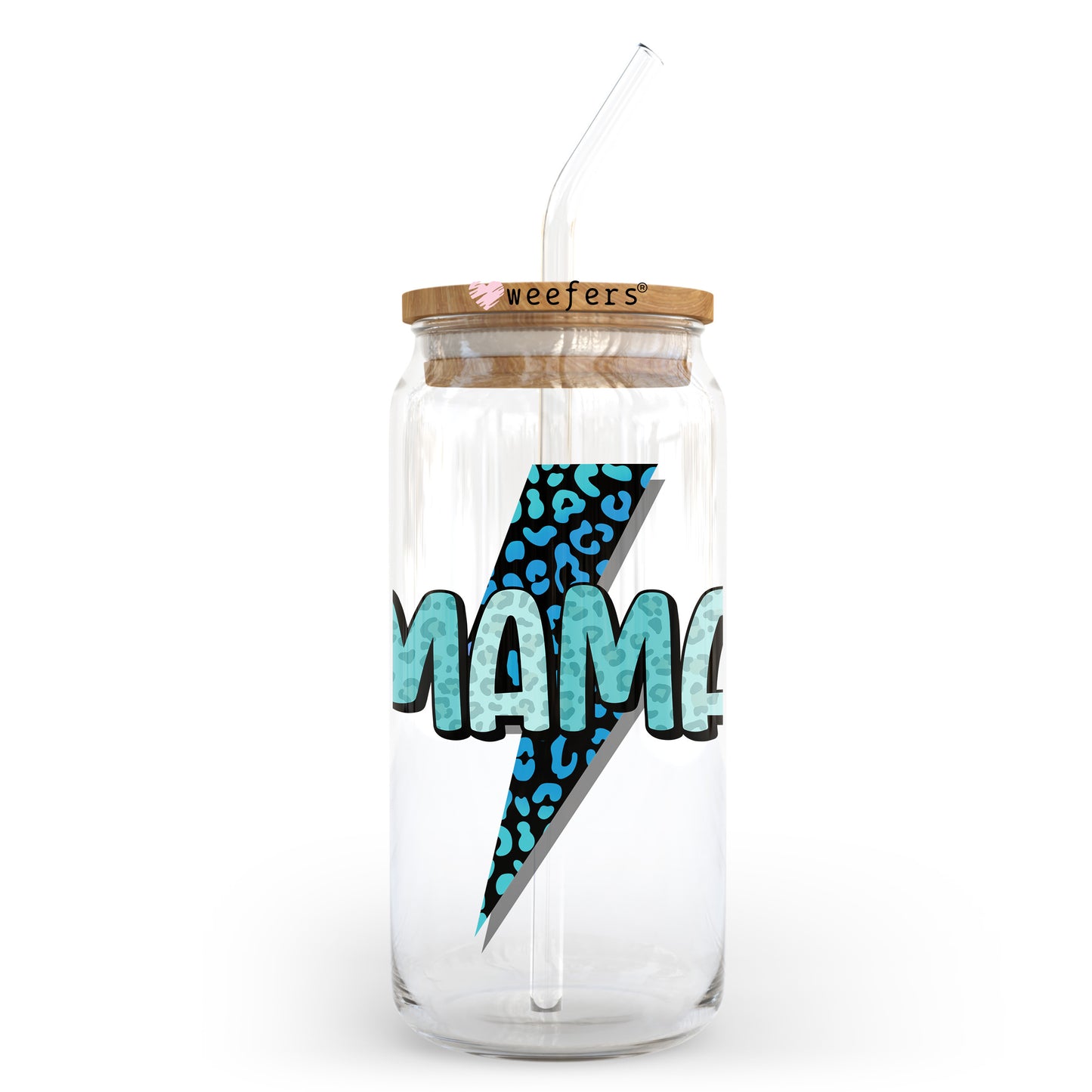 Blue Mama Lightening 20oz Libbey Glass Can UV DTF or Sublimation Wrap - Decal Transfer - Weefers