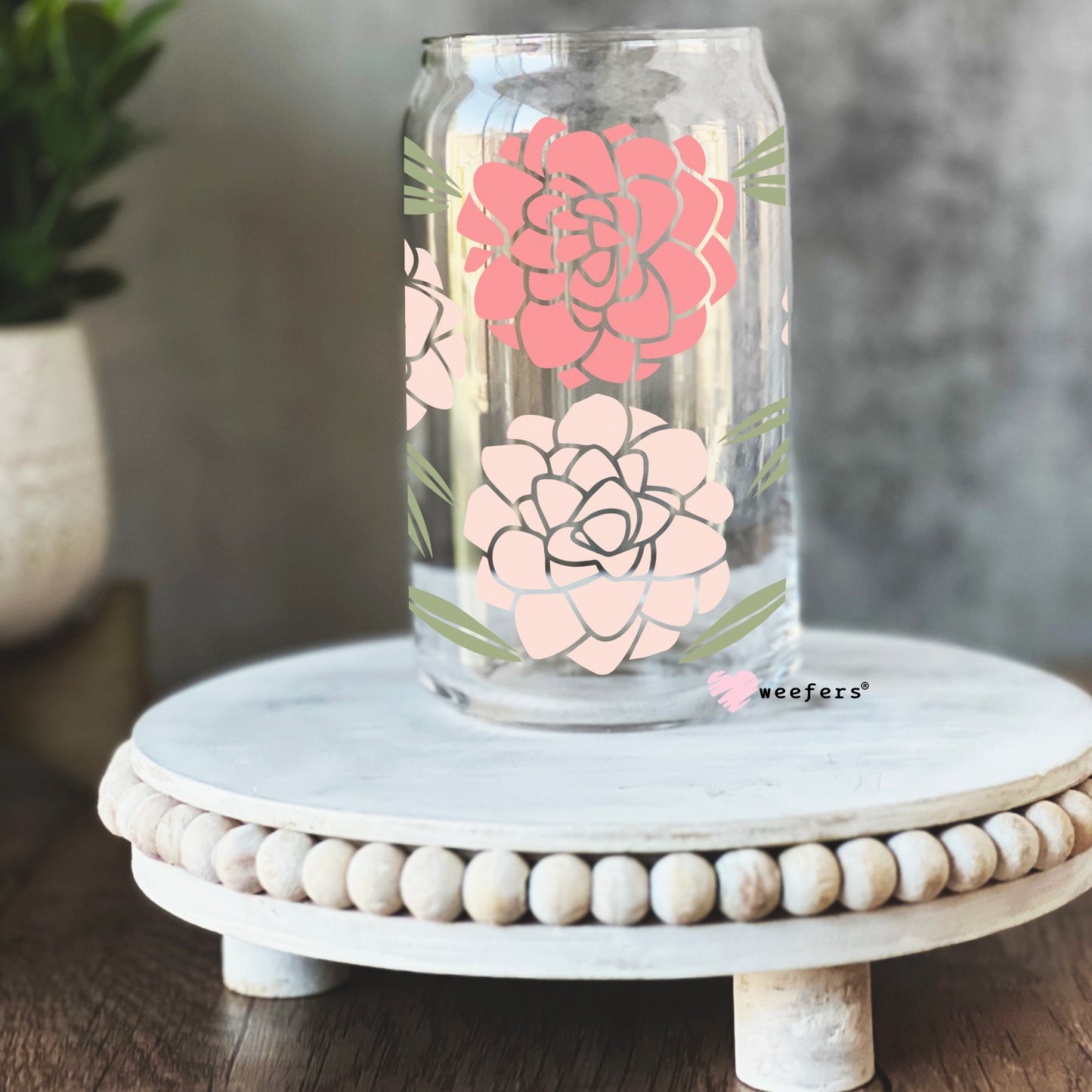 Peonies Floral Libbey Glass Can Wrap - Weefers