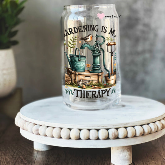 Gardening is My Therapy 16oz Libbey Glass Can UV DTF or Sublimation Cup Wrap - Decal Transfer Weefers