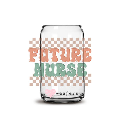 Future Nurse Nursing School Student 16oz Libbey Glass Can UV DTF or Sublimation Wrap - Decal - Weefers