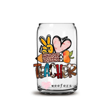 Load image into Gallery viewer, Peace, Love, Teacher 16oz Libbey Glass Can UV-DTF or Sublimation Wrap - Decal
